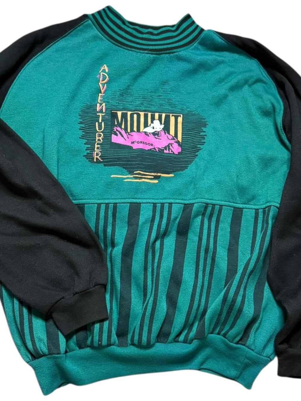 McGregor Adventurer Teal Black 80s Sweatshirt Made in Hong Kong Size Medium